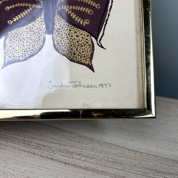 Vintage 70's Butterfly Framed Art Print Brown Tan Retro Hippie Home Decor 1977 - Picture 10 of 12